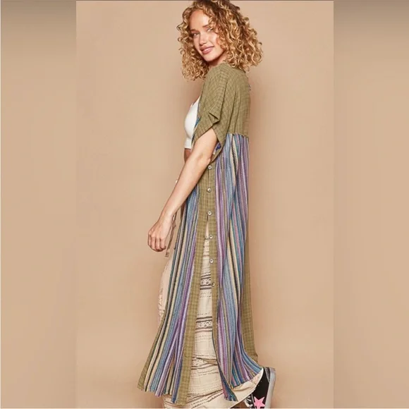 ◾️POL Striped Multicolour Bohemian Kimono - Picture 3 of 15